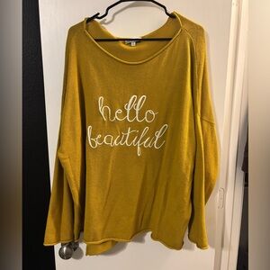 Gilli Mustard Sweatshirt with 'Hello Beautiful' Print